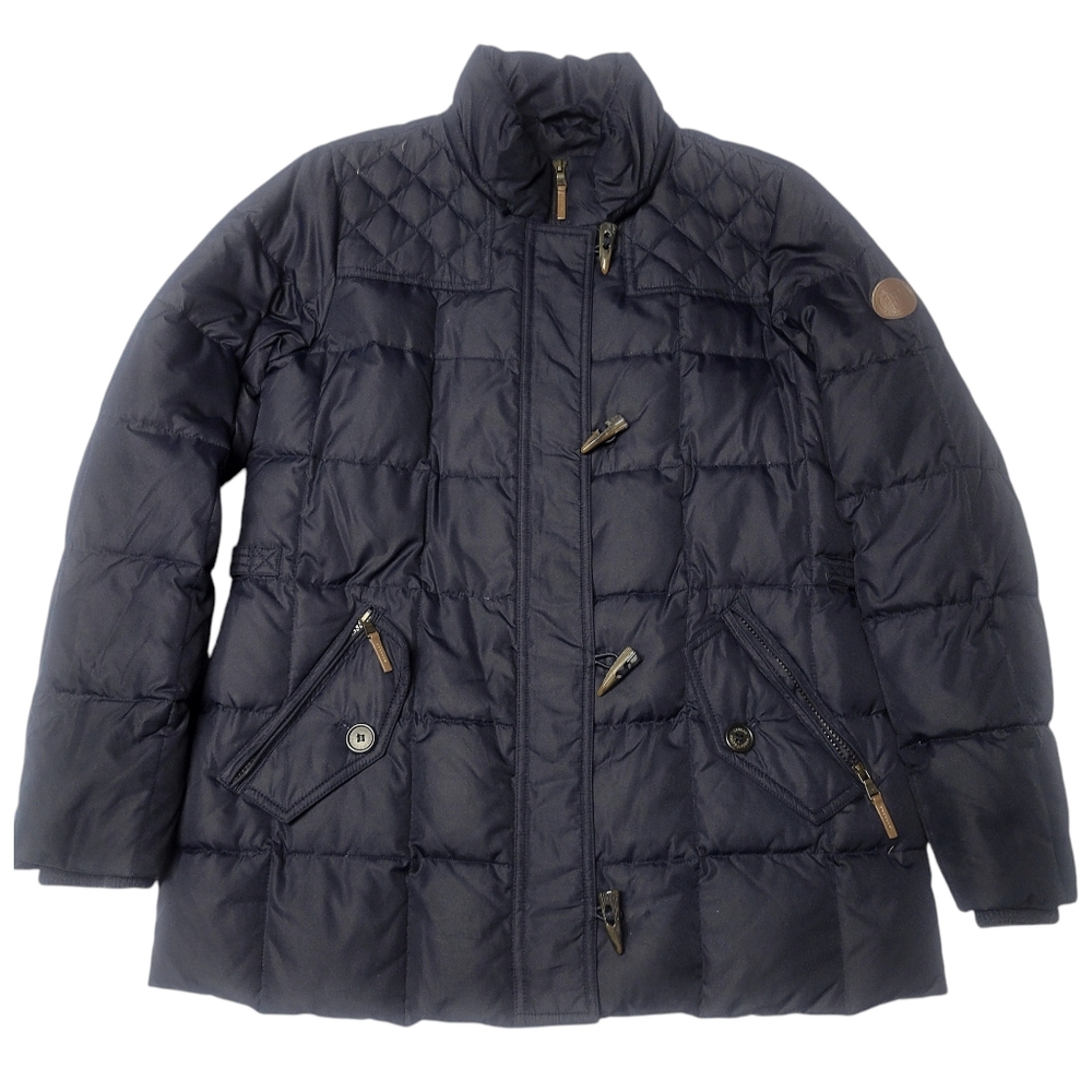 Lauren Ralph Lauren Puffer Jacket Shark Tooth Saber Down Quilted Navy Coat Sz M